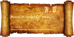 Mondik Boglárka névjegykártya